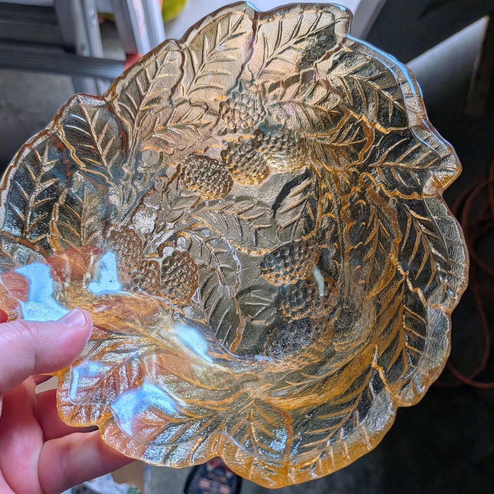 Indiana Amber Glass Loganberry Bowl